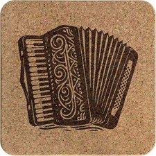 Quadratischer Korkuntersetzer/Topfständer 'Klavier Akkordeon' (TR00031033)