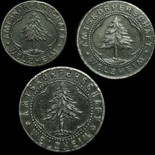 NOTGELD: 5, 10 & 50 Pfennig 1918, "TANNE". WELZHEIM / WÜRTTEMBERG.