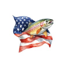 4x red white blue fish sticker