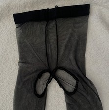 Ultradünne schwarze Strumpfhose, Schritt offen, Einheitsgröße