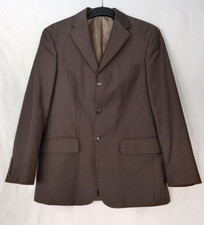 He-Business Anzug 3-teilig, Gr. 48, Nadelstreifen, Braun m. zart blauen Streifen