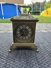 Antike alte Kaminuhr Reiseuhr Tischuhr  aus Messing