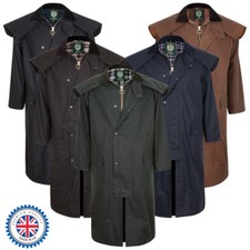 Portmann Herren & Damen Stockman langer Umhang volle Länge Wachsjacke Mantel & Kapuze 