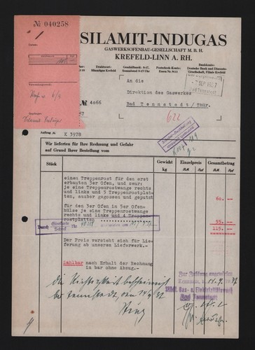 Krefeld linn rechnung 1937 - rechnung,