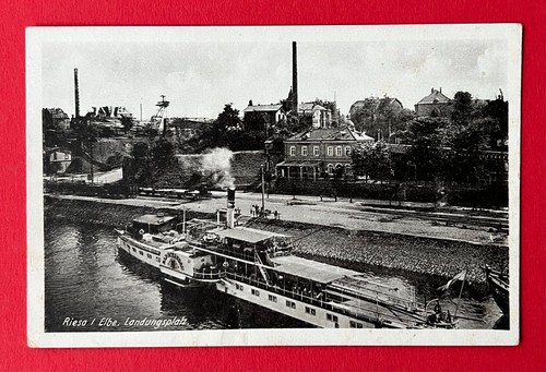 Riesa 1935 landungsplatz - ak,