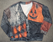 Damen Jacke Print Strick-/Patchworkoptik Halloween Herbst ungefüttert Gr. L