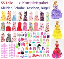 Kleider Kleidung Zubehör Set Schuhe Konvolut Tasche für Barbie Puppe 55 Teile