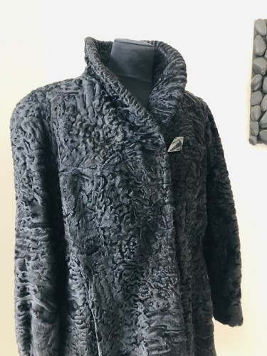 Damen pelz mantel - pelz, schwarz,