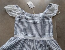 NEU! Romantisches Kleid Gr. 36, weiß gestreift mit Spitze Flügel Clockhouse C&A!