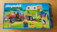 Playmobil 4189 Pferdeanhänger mit Jeep mit OVP und Anleitung Gebraucht