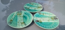 3 Französische Majolika Spargel Teller "Depose K&G Luneville" um 1890 