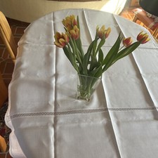 Festliche Tischdecken 227x 120 cm weiße Tafeldecke Baumwollborte Spitze cm EW