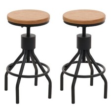 B-Ware 2er-Set Barhocker MCW-N17, höhenverstellbar drehbar Metall Holz, natur