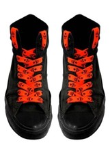 Schnürsenkel Orange mit Irokesen Punk Totenköpfe - Länge ca. 120 cm, breite 1 cm