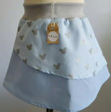 Rock Mädchen 128 - 134 Lagenrock Mouse Maus Hellblau Silber Handmade NEU MIAMO❣️