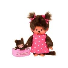 Sekiguchi Monchhichi Plüschfigur Girl mit Korb und Bebichhichi 20cm