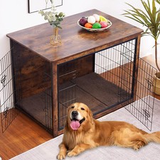 XXL Hundekäfig Holz Hundebox LUXUS Hundegitterbox Drahtkäfig für Zuhause Vintage