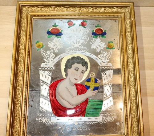 Hinterglasmalerei antik jesus - antik, "jesus