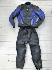 IXS Lederkombi Zweiteiler, Schwarz-Blau, Größe 48