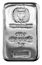 5 Oz  Silberbarren Germania Mint Feinsilber 999,9/1000 Gegossen