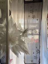 Vorhang Gardine Weihnachten STERNENZAUBER grau mit weiß 45x150 cm 100% Baumwolle