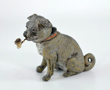 SELTENE ANTIKE KALTBEMALTE ZAUBER NICKENDER HUND RAUCHENDE PFEIFE FIGUR