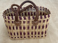 Seegras Palmgras Einkaufstasche mit Ledergriff,  klein, Zustand sehr gut