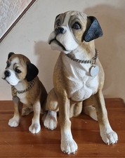 Leonardo "Boxer Hund & Welpe" Figur VINTAGE Resin 9,75" groß schöner Artikel