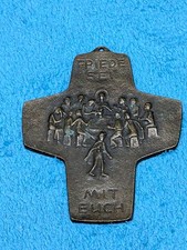 Bronzekreuz Abendmahl Relief – „Friede sei mit euch Krummunion Taufe