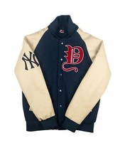 Majestic NY Yankees S MLB Baseball College Varisty Wool Wolle PU Leather Jacket