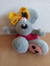 Diddl Maus grau mit rotem Kleid + gelbe Schleife Stofftier Kuscheltier Plüsch  