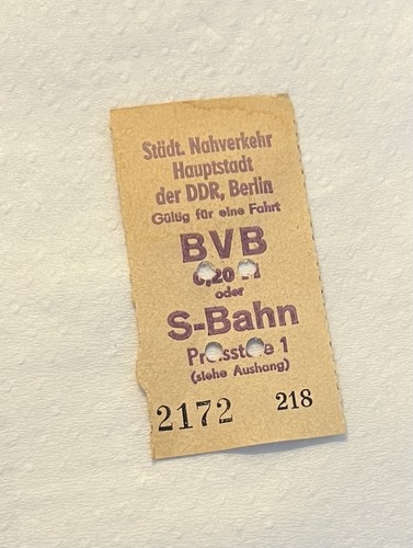 DDR-Eisenbahnfahrkarte