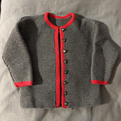 Baby strickjacke grau rot - grau/rot, mit