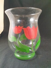 Vintage Tulpen Vase 20cm  handbemalt Emaille Tulpen