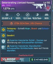 Borderlands 4 Gemoddete SMG "Koason" 1.2M DPS, Lieferung Schnell/ Beschreibung!!