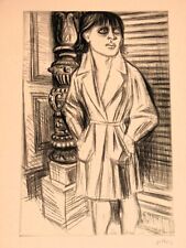 Karl Hubbuch - Martha im Regenmantel Signiert + Prägestempel HUBBUCH Nachlass