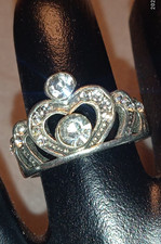 Extravaganter Kronen-Ring mit weißen Zirkonia Steinen - Gr. 55 / 17,5mm