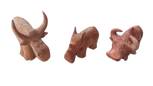 Holzfigur gnu nashorn - holzfigur, "gnu