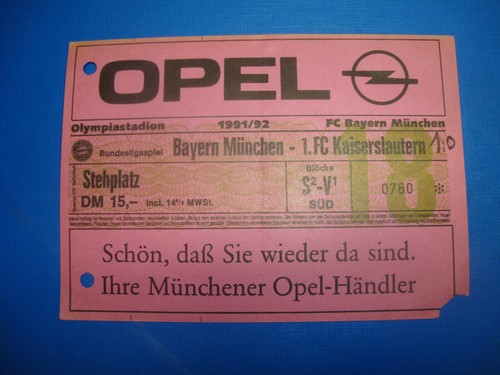 Ticket fc bayern - 91/92,