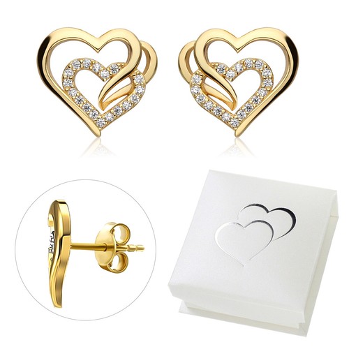 Ohrringe 925 silber herz gold - 925,