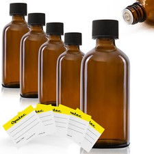 Oputec 5 x 100ml Tropfflaschen Glasflaschen Tröpfler-Flaschen Apothekerflaschen