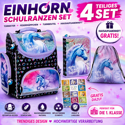 Einhorn schulranzen set - schulranzen, tlg