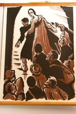 Schulwandkarte Rollkarte Lehrtafel Der Gang zum großen Abendmahl 60er vintage