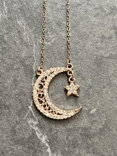 Kette in Roségold mit Mond-Stern Anhänger NEU Ay-Yildiz