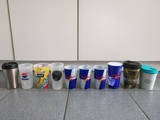 10x Becher Kaffee Tee Red Bull "beleuchtet" Party Plastik Festival Arbeit etc.