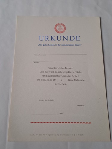 Ddr urkunde für gutes lernen - ddr,