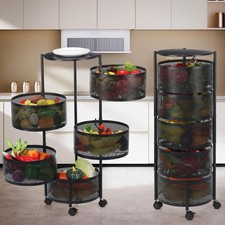 Mobile Multifunktionsregal Aufbewahrungswagen Bodenlagerregal Rollwagen 5-Etagen