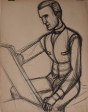 Fritz Tröger Männerporträt Künstler Dresdner Sezession signiert Zeichnung 1927