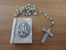antik Rosenkranz Lourdes Etui Schuckdöschen Bibel Gesangbuch Perlmutt