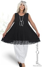 LAGENLOOK Top Long-Shirt Tunika & Spitze 44 46 48 50 52 54 56 58 schwarz XL XXL